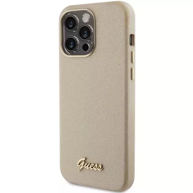 Guess Glitter Glossy Script case for iPhone 15 Pro - gold 1