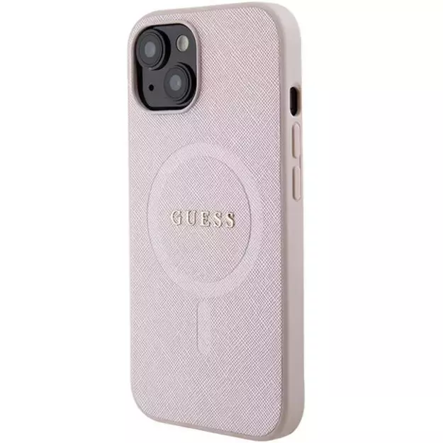 Guess Saffiano MagSafe case for iPhone 15 Plus - pink 8