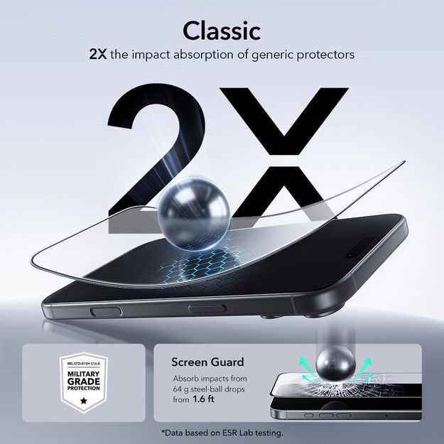 ESR UltraFit Tempered Glass 2-pack for iPhone 17 Pro - transparent 3