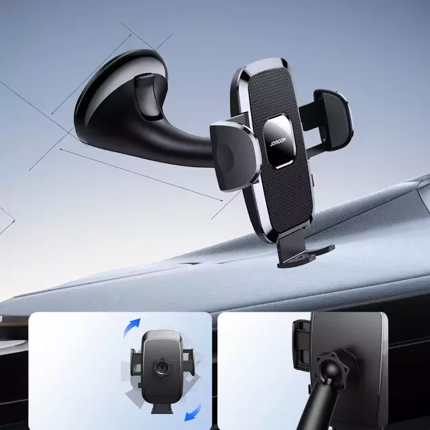 Joyroom JR-ZS259 mechanical car holder universal for phone on cockpit / window - black 23