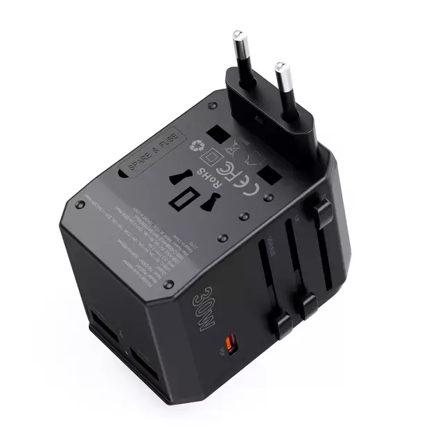 Choetech PD6041 USB-C USB-A PD 30W Travel Charger with 4 Plugs USA EU UK AU - Black 1
