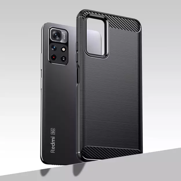 Carbon Case Flexible Cover Sleeve for Xiaomi Redmi Note 11 black 5
