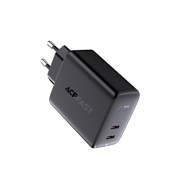 Acefast charger 2x USB Type C 40W, PPS, PD, QC 3.0, AFC, FCP black (A9 black) 1