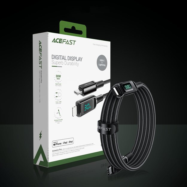 Acefast C6-03 Black USB-C - USB-C PD QC cable 100W 5A 480Mb/s 2m - black 20