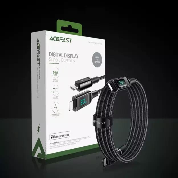 Acefast C6-03 Black USB-C - USB-C PD QC cable 100W 5A 480Mb/s 2m - black 10