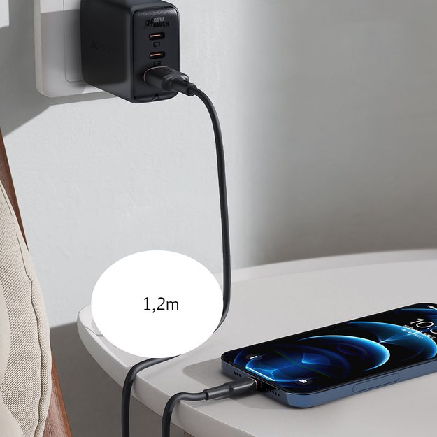 Acefast USB cable - USB Type C 1.2m, 3A black (C2-04 black) 22