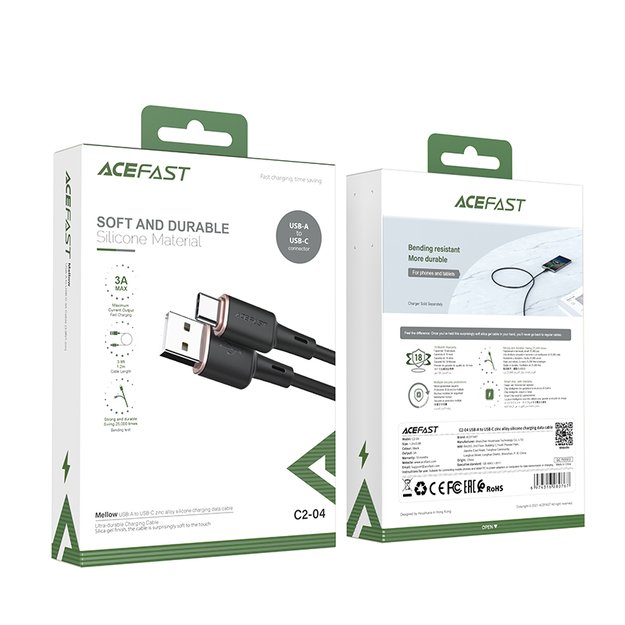 Acefast USB cable - USB Type C 1.2m, 3A black (C2-04 black) 15