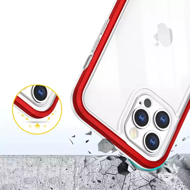Clear 3in1 Case for iPhone 12 Pro Max Frame Cover Gel Red 5