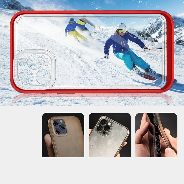 Clear 3in1 Case for iPhone 12 Pro Max Frame Cover Gel Red 8