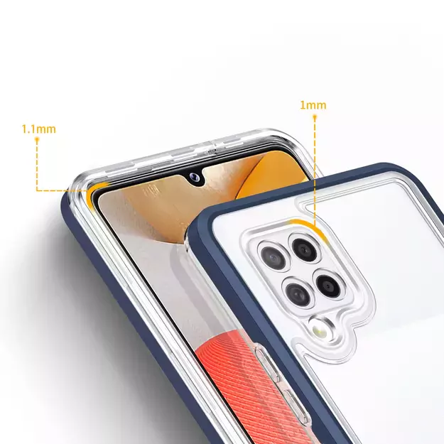 Clear 3in1 Case for Samsung Galaxy A42 5G Frame Gel Cover Blue 3