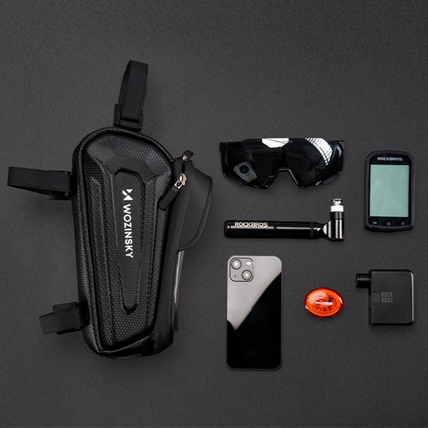 Wozinsky bicycle bag for the frame, armored, with a phone pocket, 1.7 l - black 5