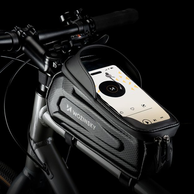 Wozinsky bicycle bag for the frame, armored, with a phone pocket, 1.7 l - black 12