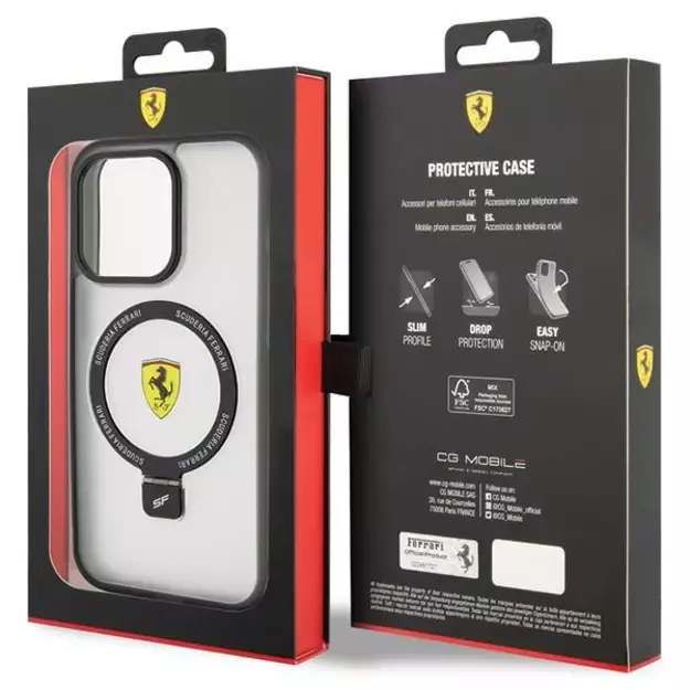 Ferrari FEHMP15LUSCAH iPhone 15 Pro 6.1&quot  transparent hardcase Ring Stand 2023 Collection MagSafe 7