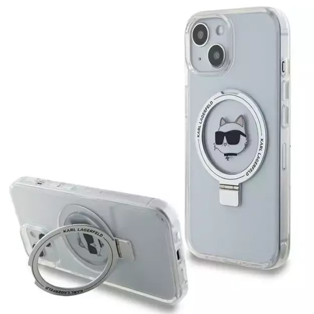 Karl Lagerfeld KLHMP15MHMRSCHH iPhone 15 Plus 6.7&quot  white/white hardcase Ring Stand Choupette Head MagSafe