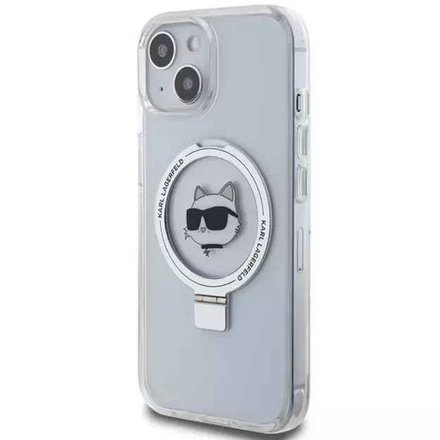 Karl Lagerfeld KLHMP15MHMRSCHH iPhone 15 Plus 6.7&quot  white/white hardcase Ring Stand Choupette Head MagSafe 1