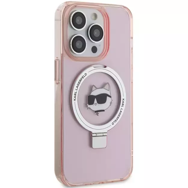 Karl Lagerfeld KLHMP15XHMRSCHP iPhone 15 Pro Max 6.7&quot  pink/pink hardcase Ring Stand Choupette Head MagSafe 3
