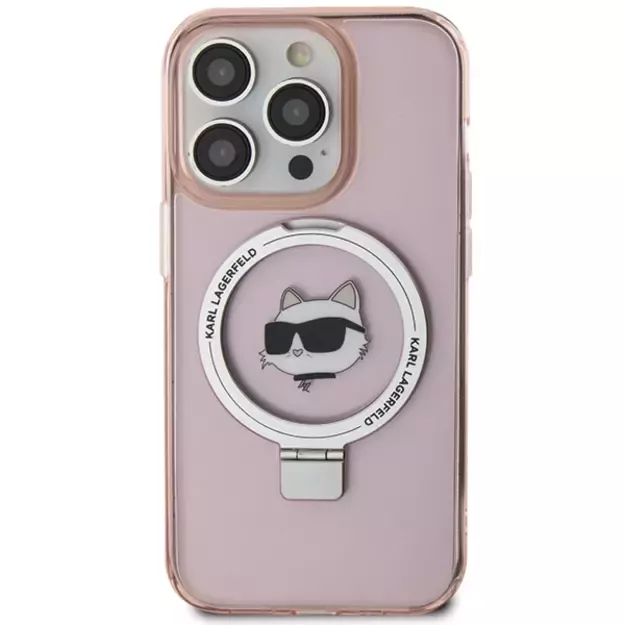Karl Lagerfeld KLHMP15XHMRSCHP iPhone 15 Pro Max 6.7&quot  pink/pink hardcase Ring Stand Choupette Head MagSafe 2