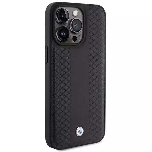 BMW Leather Diamond Pattern case for iPhone 15 Pro - black 3