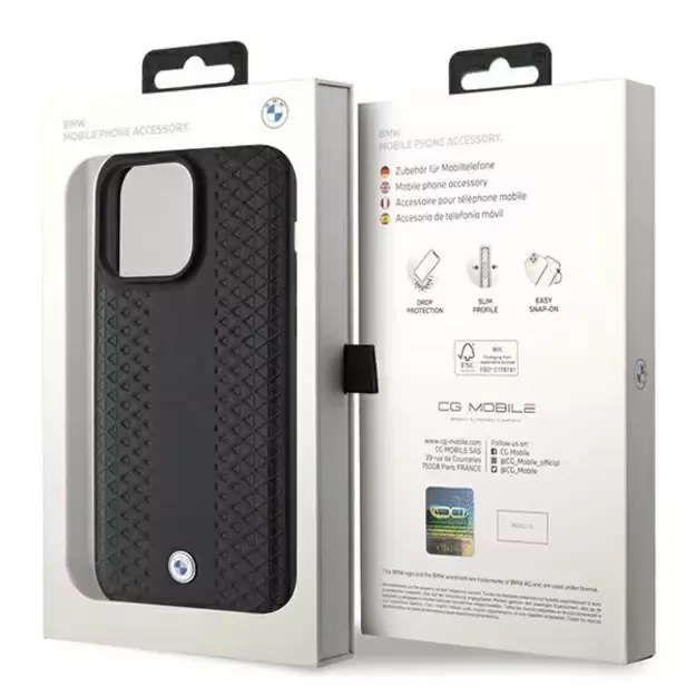 BMW Leather Diamond Pattern case for iPhone 15 Pro - black 7