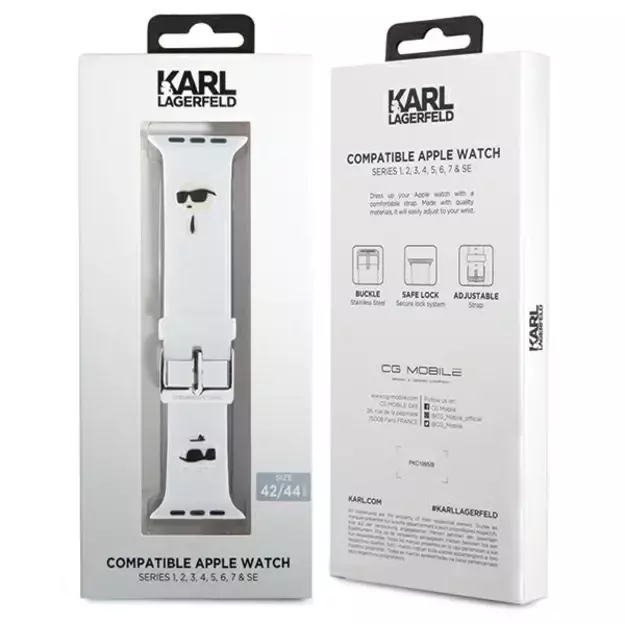Karl Lagerfeld 3D Rubber Karl&Choupette Heads strap for Apple Watch 42/44/45/49mm - white 3