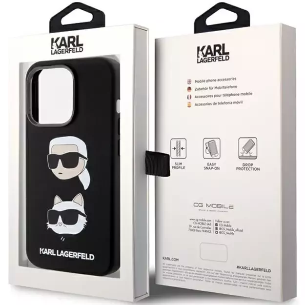 Karl Lagerfeld Silicone Karl&amp Choupette Head case for iPhone 15 Pro - black 7
