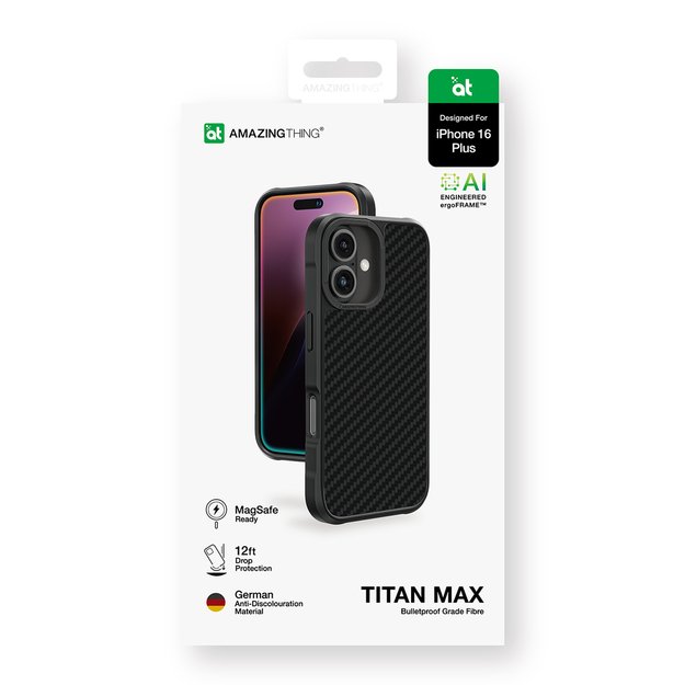 AmazingThing Titan Max Case with 1500D Aramid Fibers for iPhone 16 Plus - Black 4