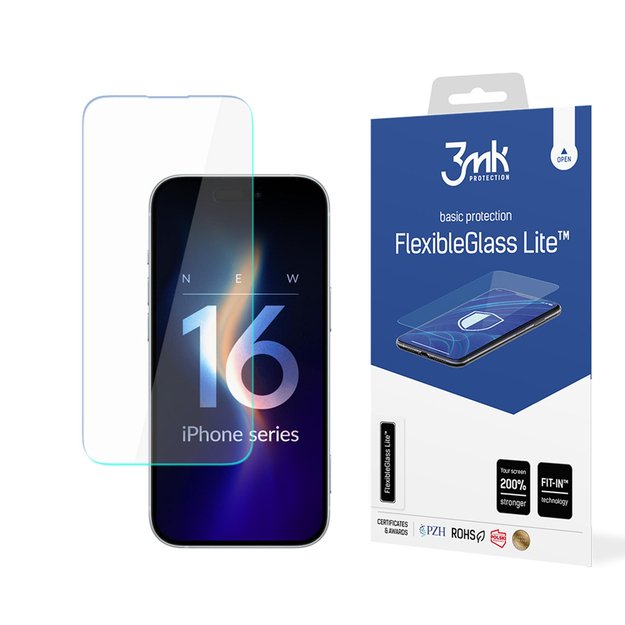 Tempered glass 3mk FlexibleGlass Lite for iPhone 16