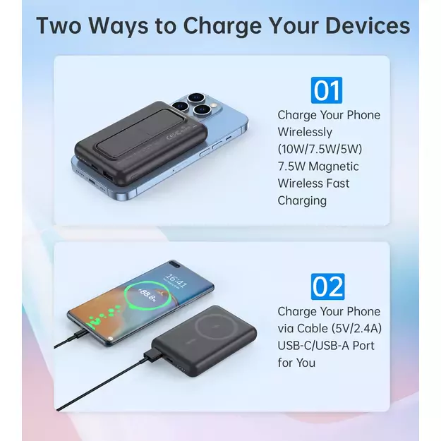 Choetech B662 wireless MagSafe 5000mAh powerbank - black 8