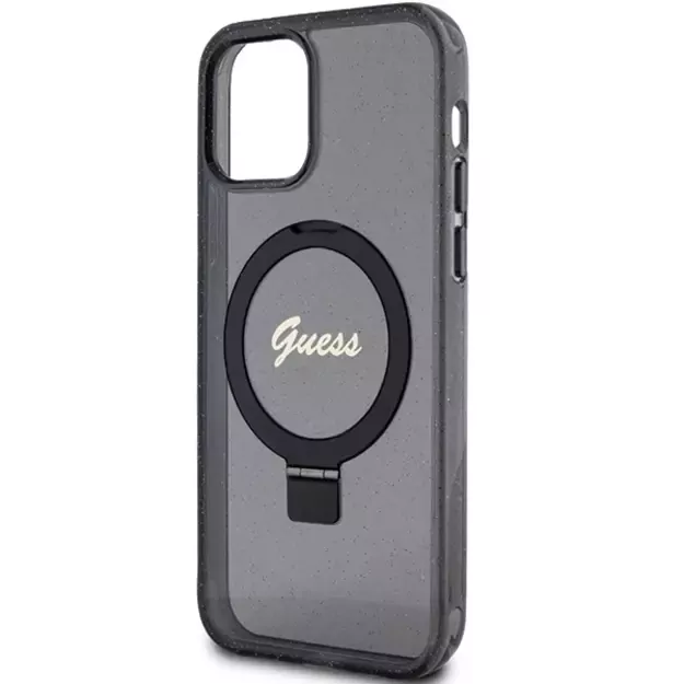 Guess Ring Stand Script Glitter MagSafe case for iPhone 12/12 Pro - black 4