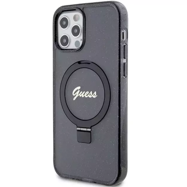 Guess Ring Stand Script Glitter MagSafe case for iPhone 12/12 Pro - black 14