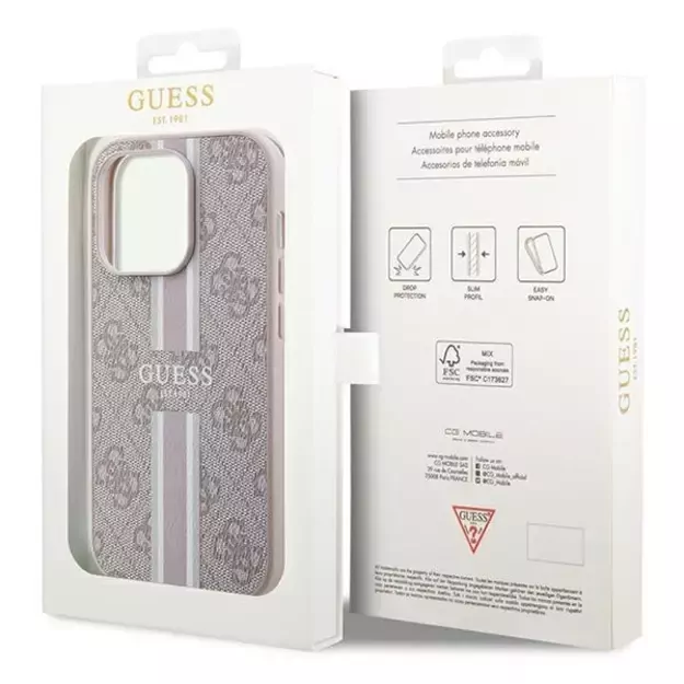 Guess 4G Printed Stripes MagSafe case for iPhone 15 Pro Max - pink 7