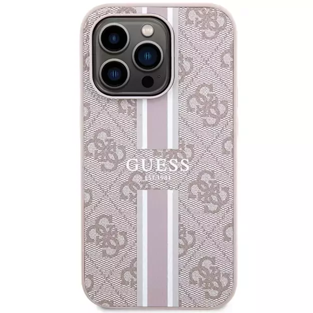 Guess 4G Printed Stripes MagSafe case for iPhone 15 Pro Max - pink 2