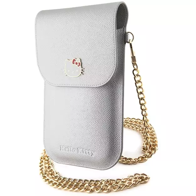 Hello Kitty Leather Metal Logo Chain bag - silver 3