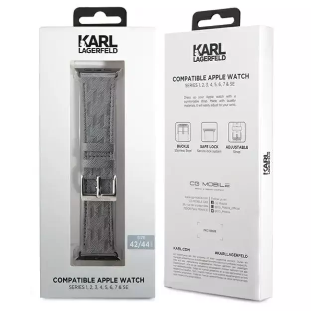 Karl Lagerfeld Saffiano Monogram strap for Apple Watch 42/44/45/49mm - silver 2