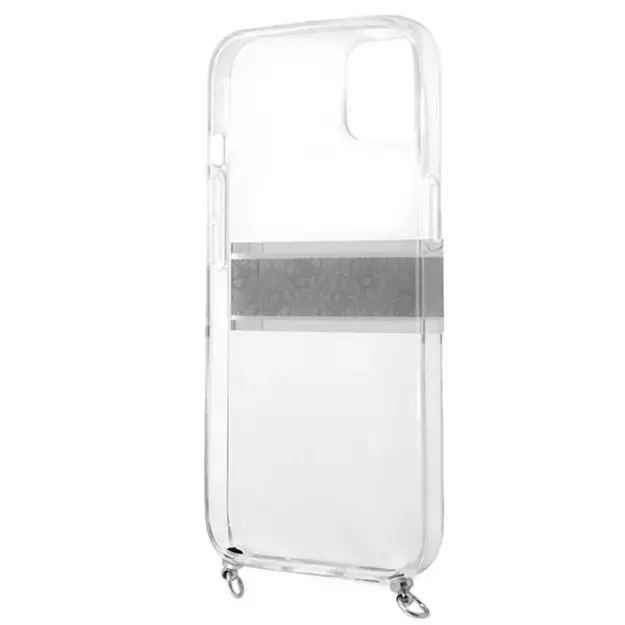 Guess GUHCP13SKC4GBSI iPhone 13 mini 5.4&quot  Transparent hardcase 4G Gray Strap Silver Chain 4