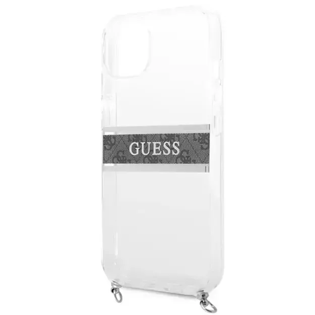 Guess GUHCP13SKC4GBSI iPhone 13 mini 5.4&quot  Transparent hardcase 4G Gray Strap Silver Chain 2