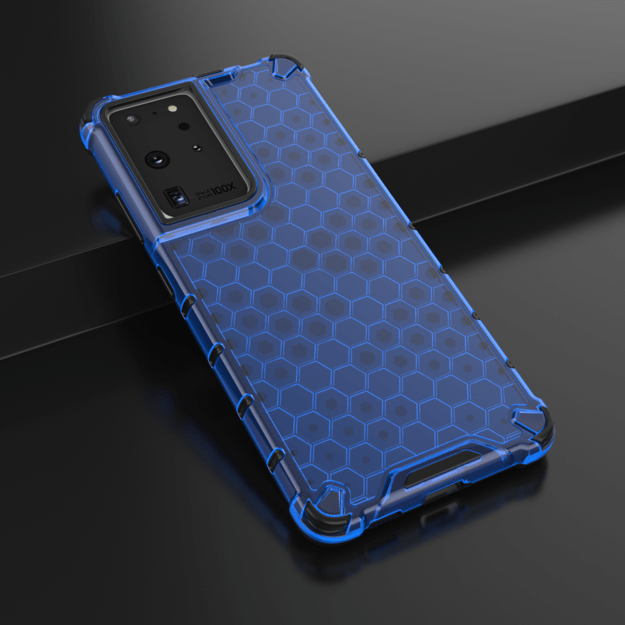 Honeycomb case armored cover with a gel frame for Samsung Galaxy S22 Ultra blue 13