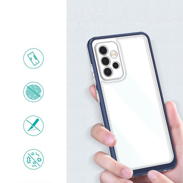 Clear 3in1 Case for Samsung Galaxy A73 Frame Cover Gel Blue 1