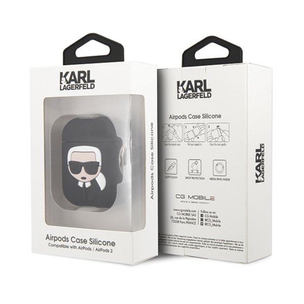 Case for AirPods 1 / 2 Karl Lagerfeld Silicone Ikonik - black 13