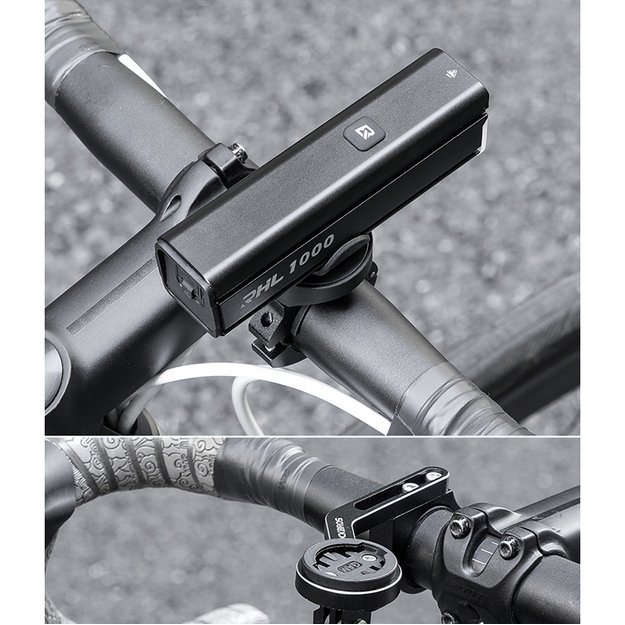 Rockbros 24610002001 front bicycle light 1000 lm + USB-C - USB-A cable - black 44
