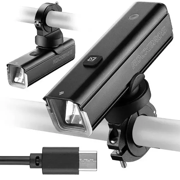 Rockbros 24610002001 front bicycle light 1000 lm + USB-C - USB-A cable - black 2