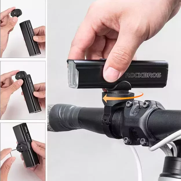 Rockbros 24610002001 front bicycle light 1000 lm + USB-C - USB-A cable - black 1