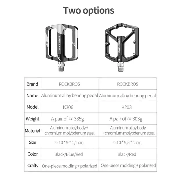 Rockbros K203-BK bicycle pedal set - black 1