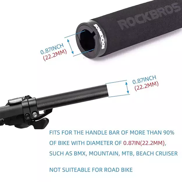 Rockbros BT1001BKBK sponge bicycle handlebar grips - black 3