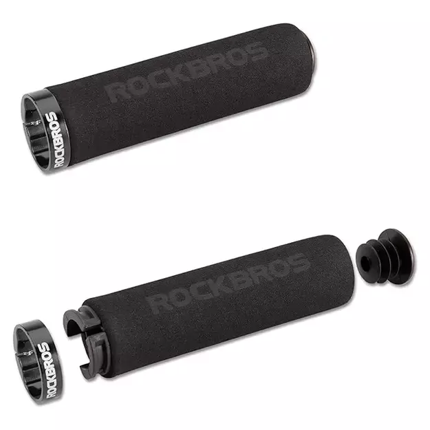 Rockbros BT1001BKBK sponge bicycle handlebar grips - black 1
