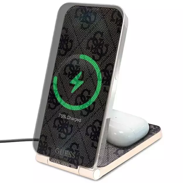 Guess 4G Pattern MagSafe foldable 2in1 15W inductive charger - brown 10