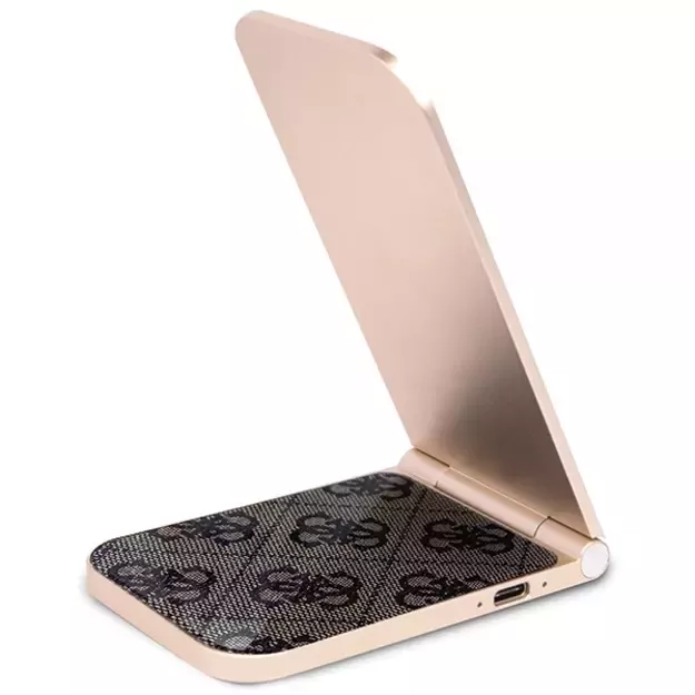 Guess 4G Pattern MagSafe foldable 2in1 15W inductive charger - brown 8