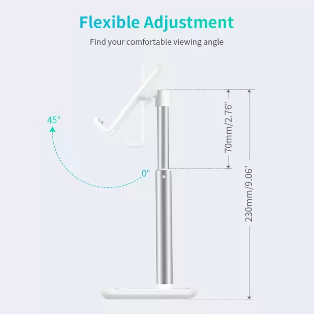Choetech H035 aluminum stand for a phone or tablet with adjustment - white and silver 27