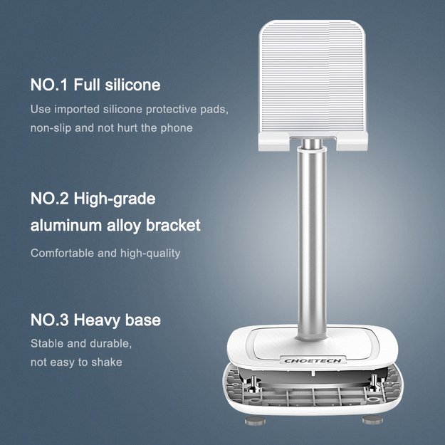 Choetech H035 aluminum stand for a phone or tablet with adjustment - white and silver 15