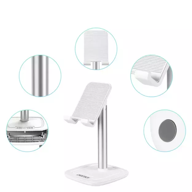 Choetech H035 aluminum stand for a phone or tablet with adjustment - white and silver 44